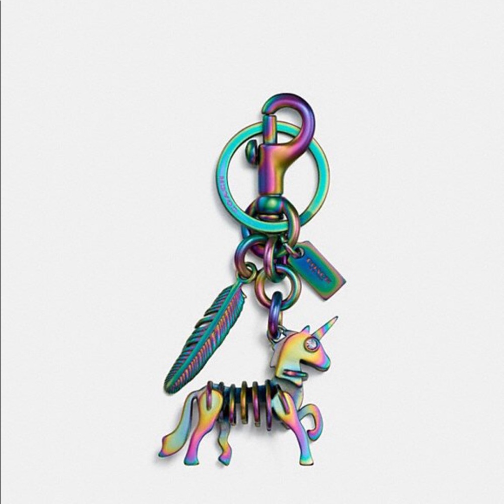 COACH unicorn oil slick key chain  - brand new